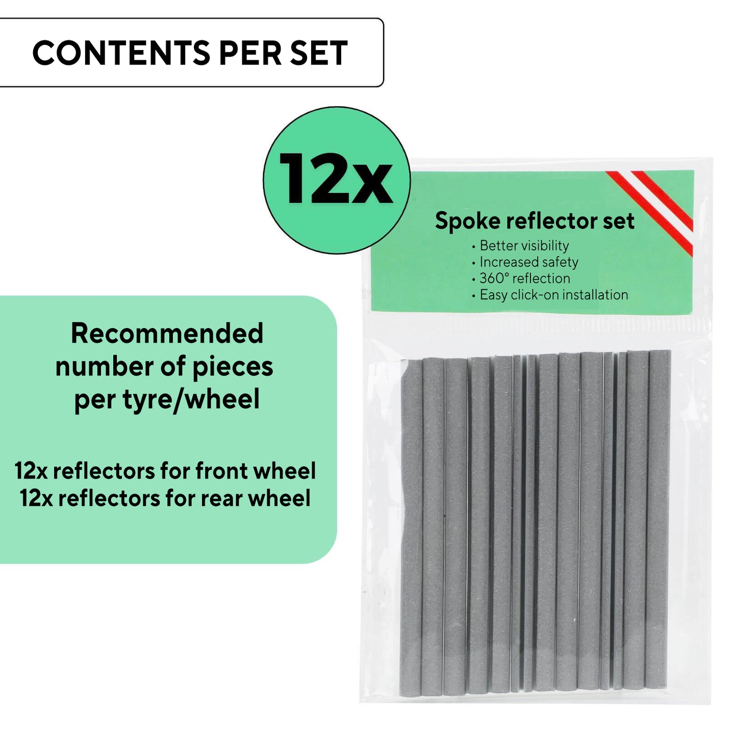 Nuvoria® Spoke reflectors set (12 pieces)